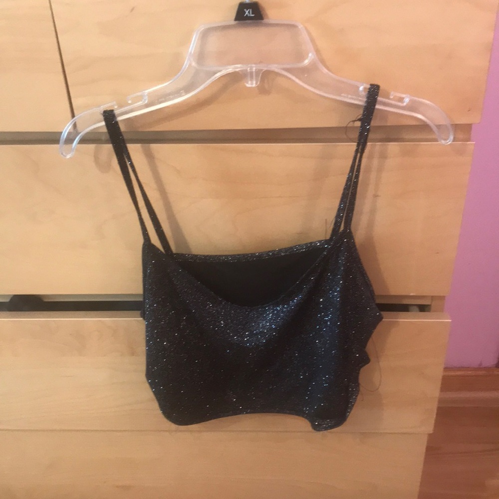 Black sparkles cropped top size medium